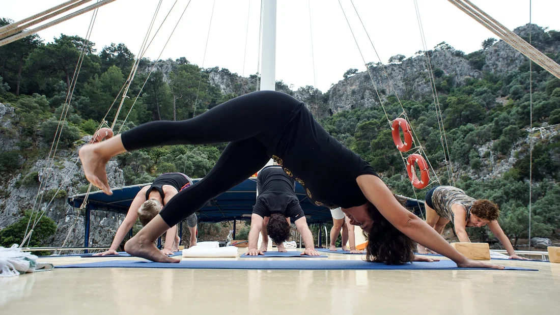 Yoga on boat deck
